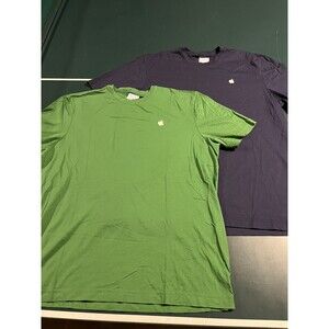 Apple Lot Of 2 Store Employee Uniform T-Shirt Tee LARGE Navy Blue Green Logo Mac